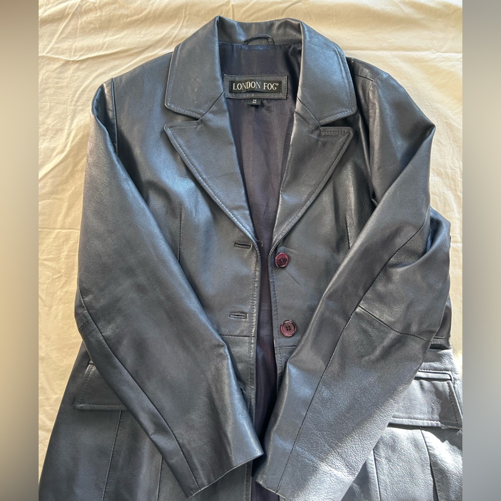 London Fog deep purple Leather Blazer - Picture 5 of 13